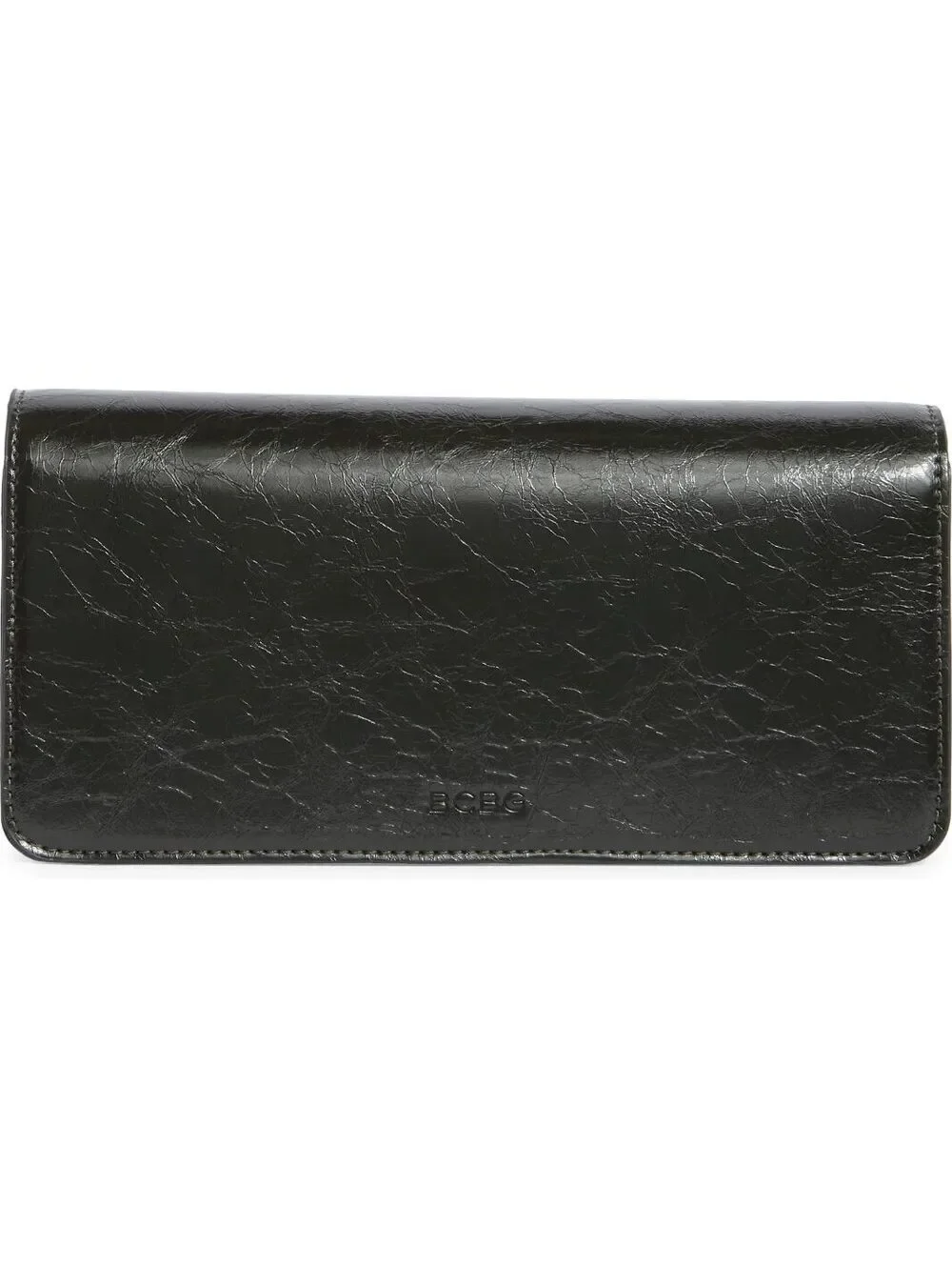 BCBG Bar Hardware Black Metallic Embossed Clutch NWT